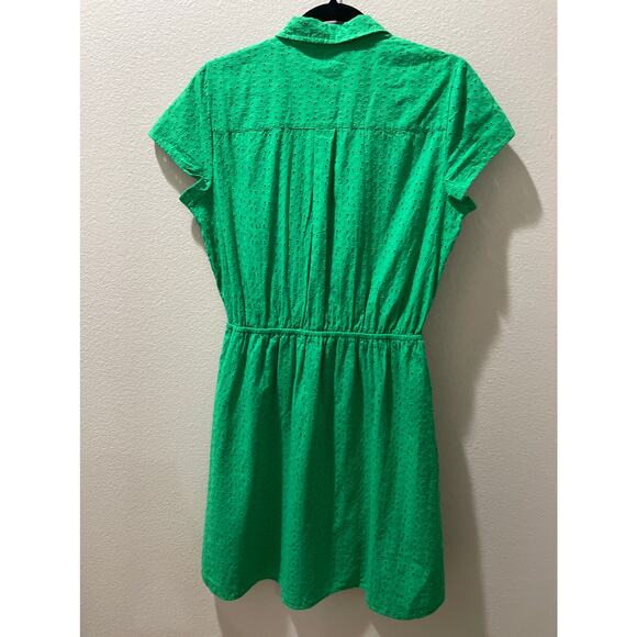 J. CREW MERCANTILE Green Eyelet Tie Front Collared Embroidered Dress Size S - Picture 5 of 7